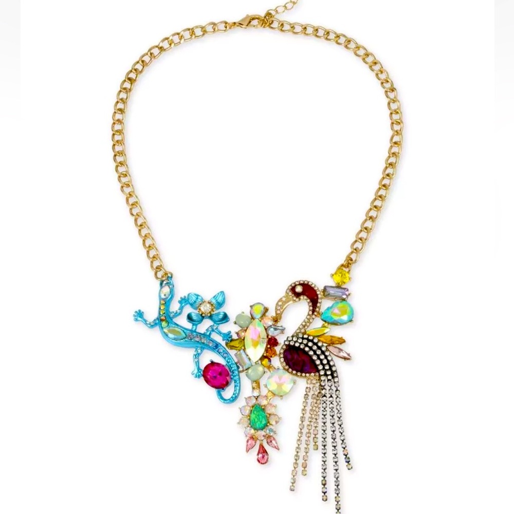 BETSEY JOHNSON PARADISE LOST CRITTER BIRD AND LIZARD NECKLACE